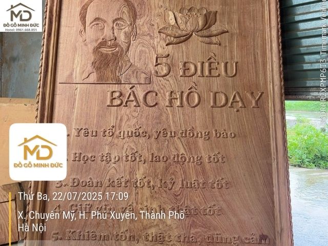 nhận điêu khắc tranh bác hồ bằng gỗ tự nhiên
