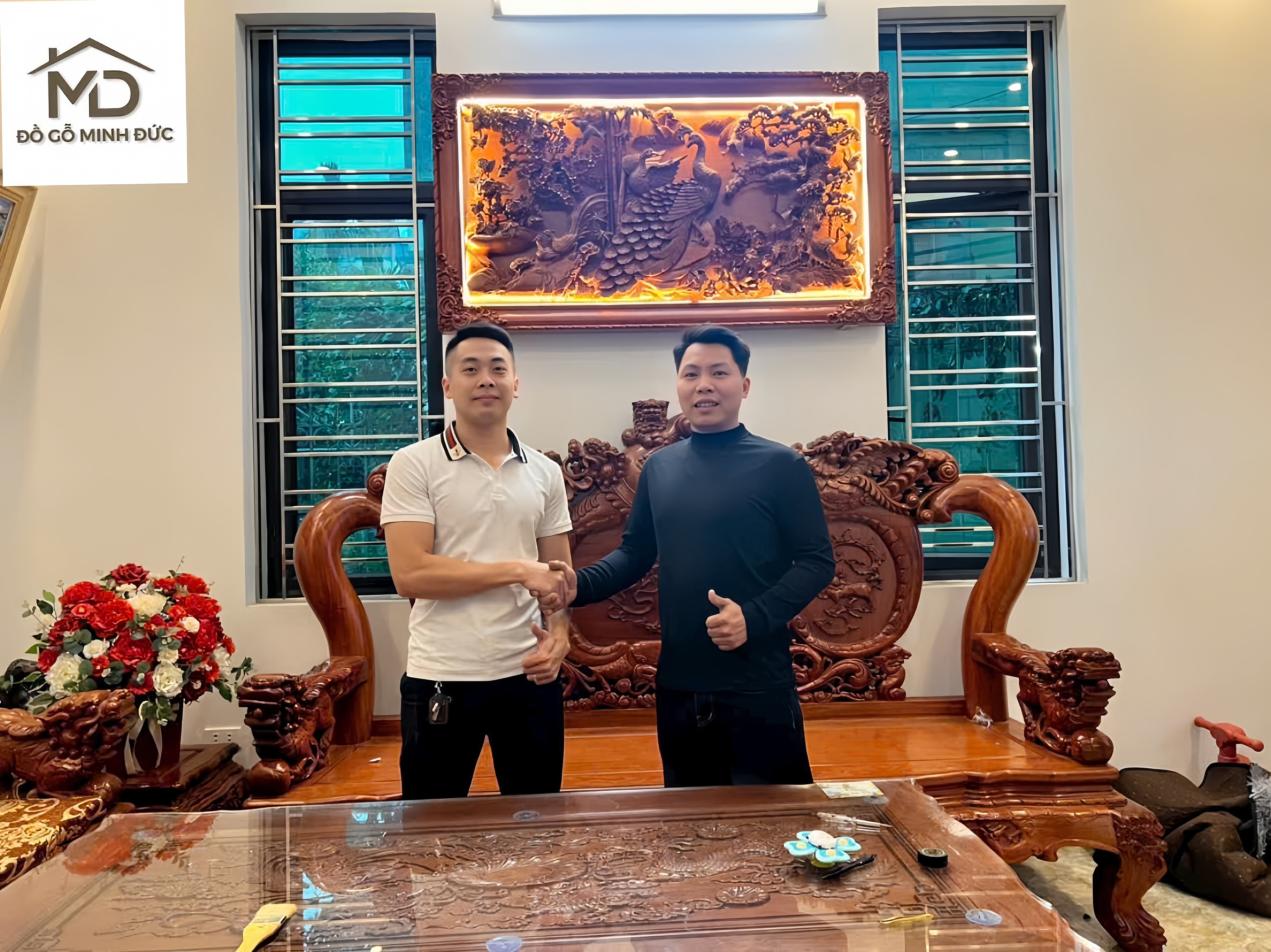 tranh tứ quý thủ công gỗ hương 