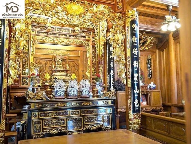 chạm khắc các gian chính đình chùa đẹp
