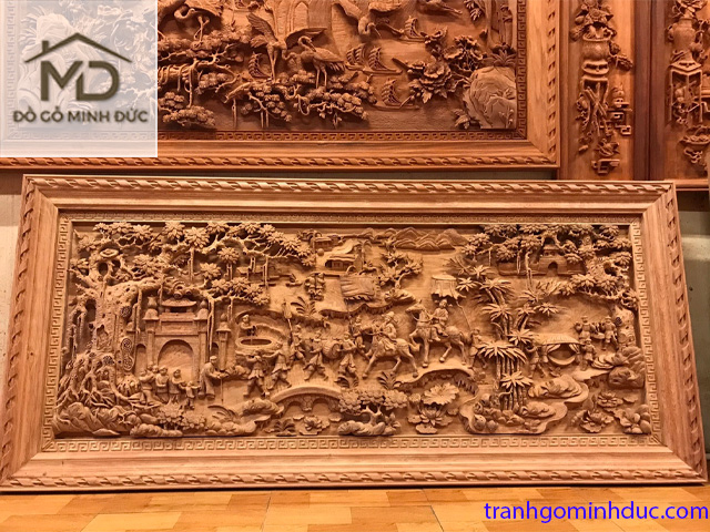 Mua tranh gỗ vinh quy bái tổ gỗ hương đẹp tại Hà Nội.