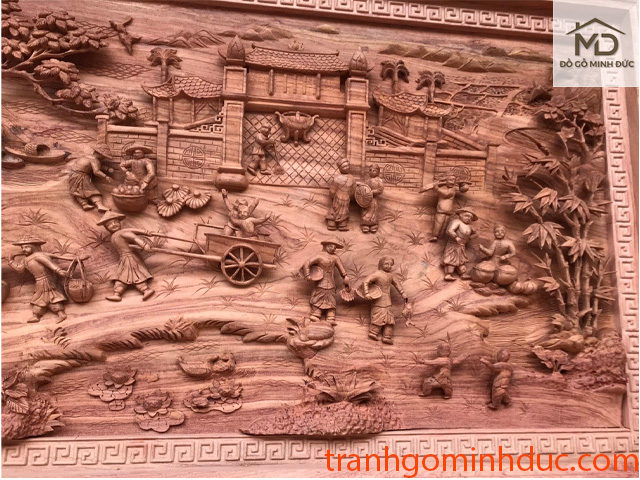 ý nghĩa tranh gỗ chợ quê treo tường phong thủy