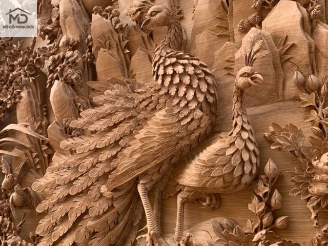 ý nghĩa tranh gỗ đôi chim công